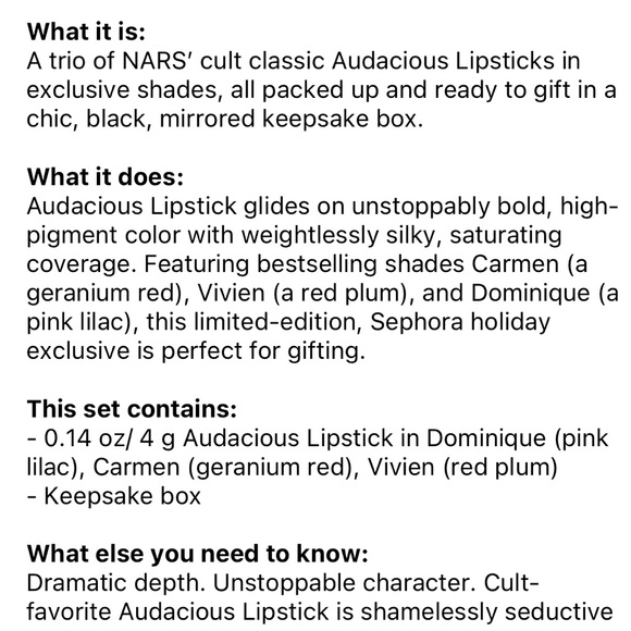 nars audacious lipstick keepsake set